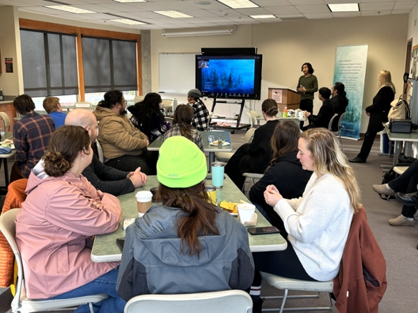 Student Veteran Michael McKinley opened the 2025 Veterans Day Celebration with a welcome and honoring of those who have served. (Photo by Lori Klein)