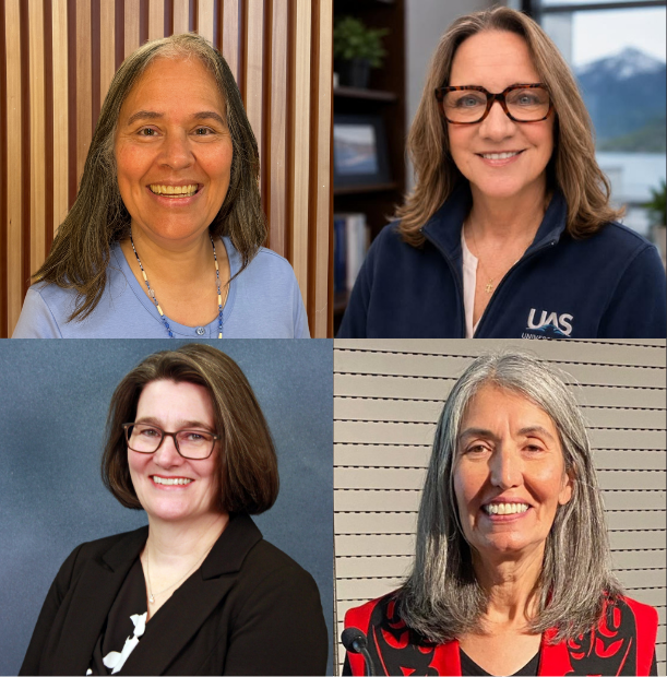 New leaders at the University of Alaska Southeast, clockwise from top left: Jacqueline Tagaban, associate vice chancellor for Alaska Native programs and director of PITAAS; Kristen Majocha, dean of the School of Career Education; Angela Lunda, dean of the School of Education; Sylvan Robb, vice chancellor for Administrative Services.
