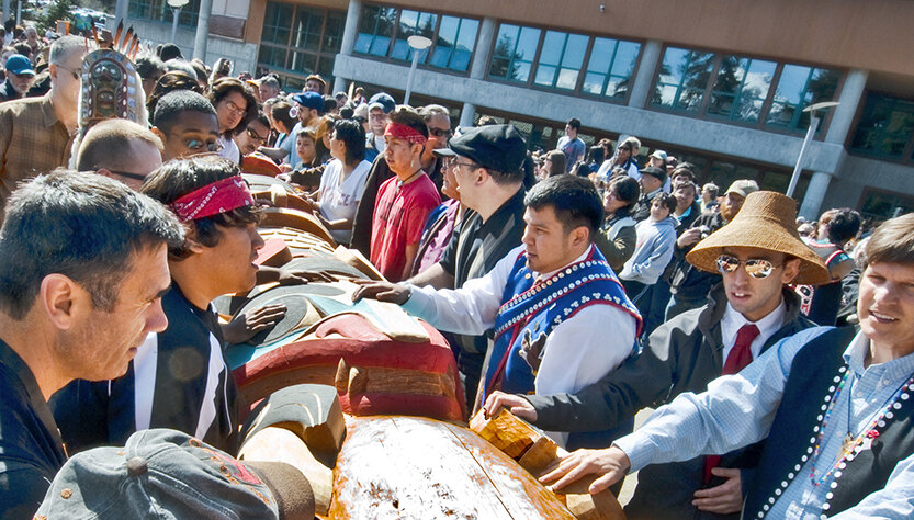 Totem raising ceremony