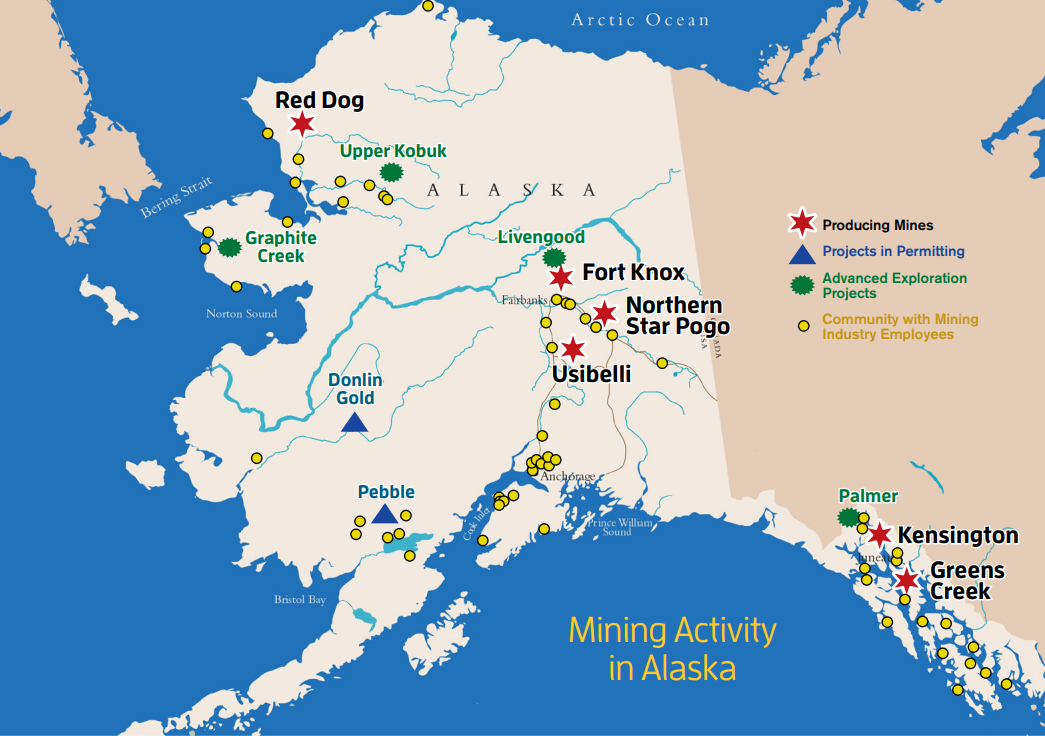 Map of Mineral Activity in Alaska