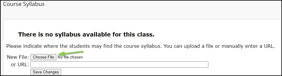 the display that allows instructors to choose a syllabus to add to their Blackboard course