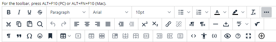 Blackboard Content Editor Toolbar