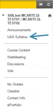 Syllabus menu option in blackboard