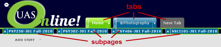 Tabs and Subpages