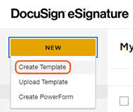 From the New button menu, select Create Template