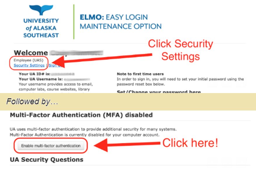 Enable multifactor authentication through UAS ELMO
